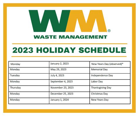Solid Waste Holiday Schedule .